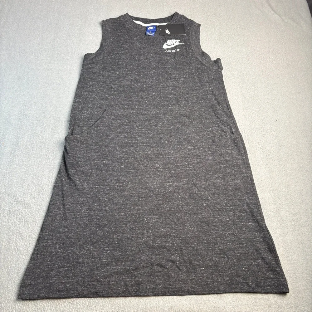 Nike Sportswear Gym Vintage Dress Womens Large Charcoal Heather 905158-010 NWT